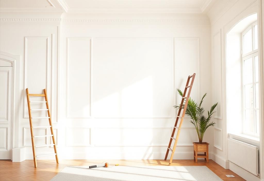 Freshly painted interior room with crisp trim lines