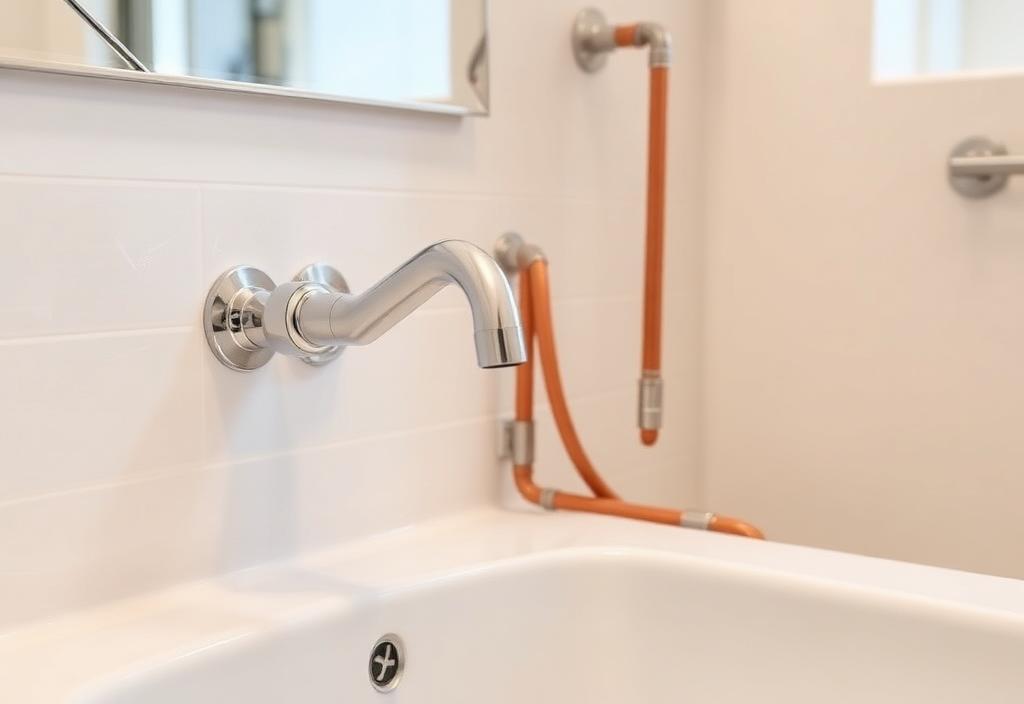 New plumbing fixtures installed during a bathroom remodel